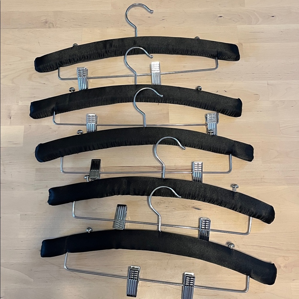 Victoria's Secret Black Satin Hangers with Clips
